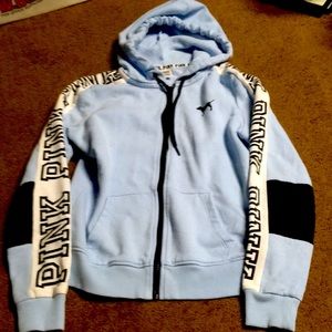 Victoria’s Secret Pink VS XS zip up blue hoodie EUC-like new